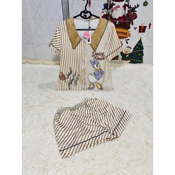 Bộ Pyjama Tay Ngắn Quần Đùi Lụa QC xinh xắn