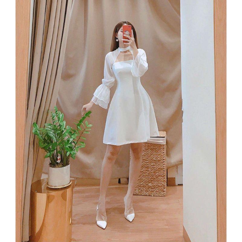 Đầm dự tiệc tay phối lưới Lagi Dress