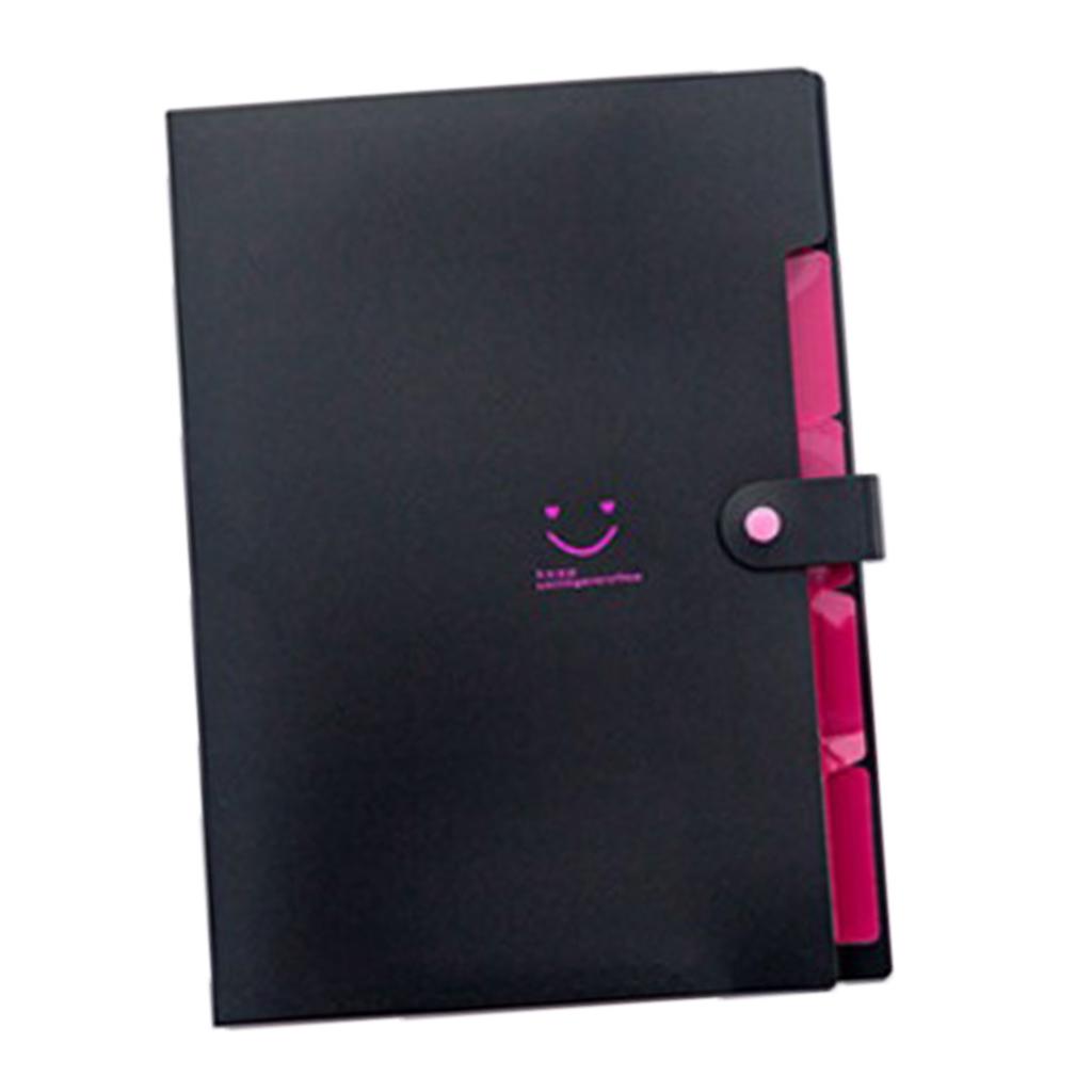 5 Pockets Expanding File Folders Portable A4 Letter Size Black