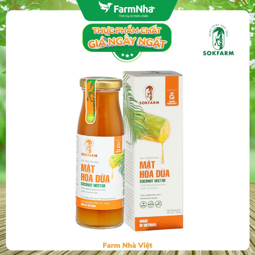 Mật hoa dừa Sokfarm - Hàng Chính Hãng - Dành cho người ăn kiêng, tiểu đường, người ĂN THUẦN CHAY và các món chay, giúp cân bằng điện giải, hồi phục sức khỏe và tăng sức đề kháng, nâng cao hệ miễn dịch