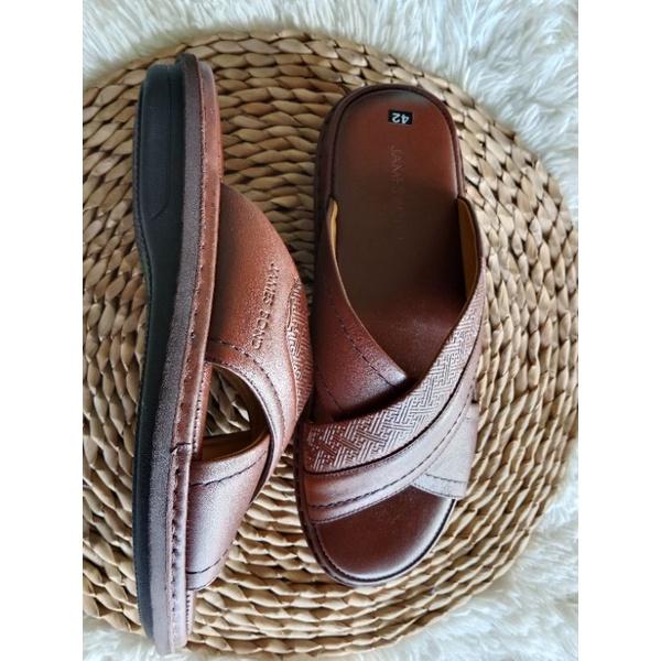 Dép nam quai chéo da bò cao cấp