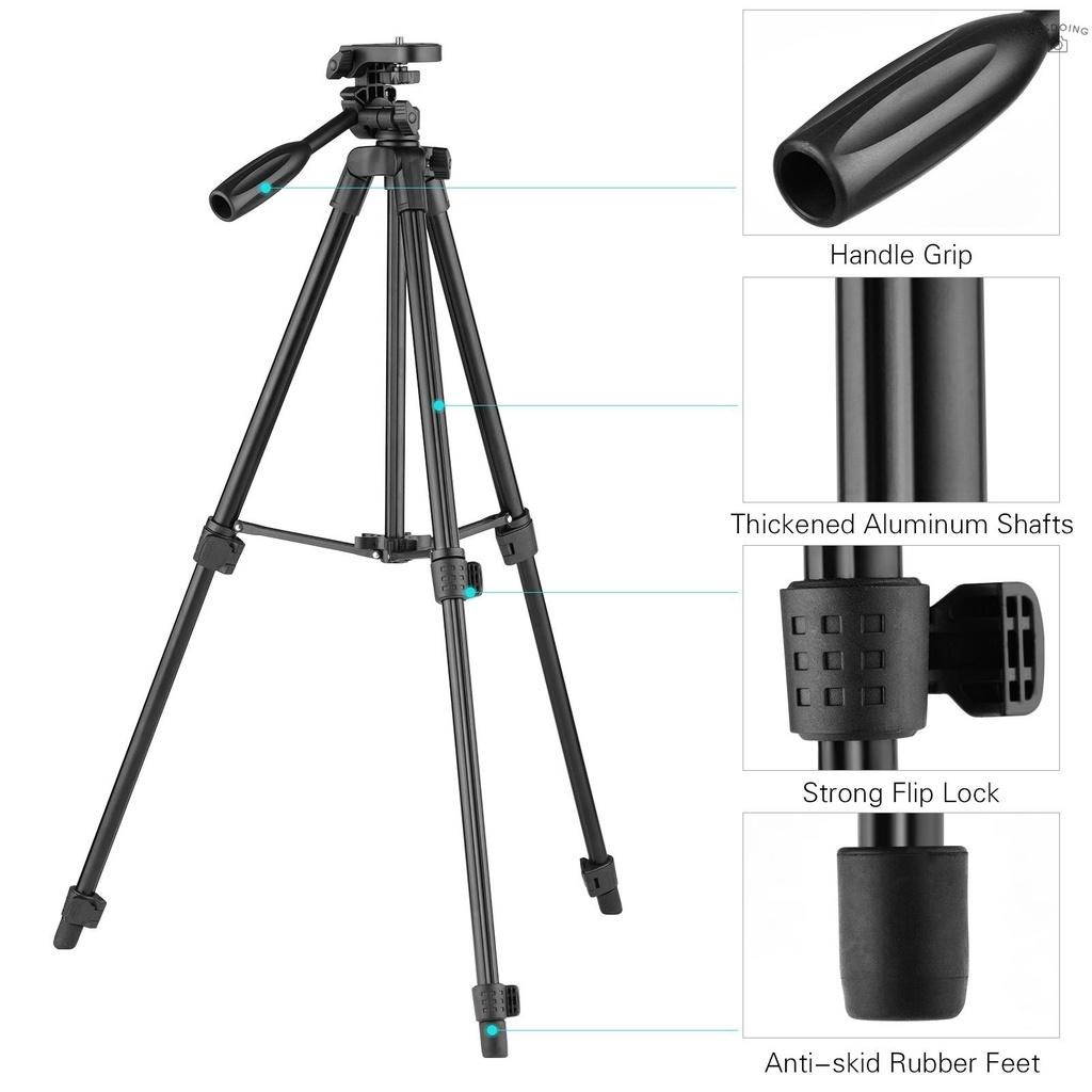 Giá Đỡ Ba Chân Bằng Hợp Kim Nhôm 3 Chiều 115cm / 45in Tải Trọng 3kg 1 / 4 Có Thể Điều Chỉnh Độ Cao