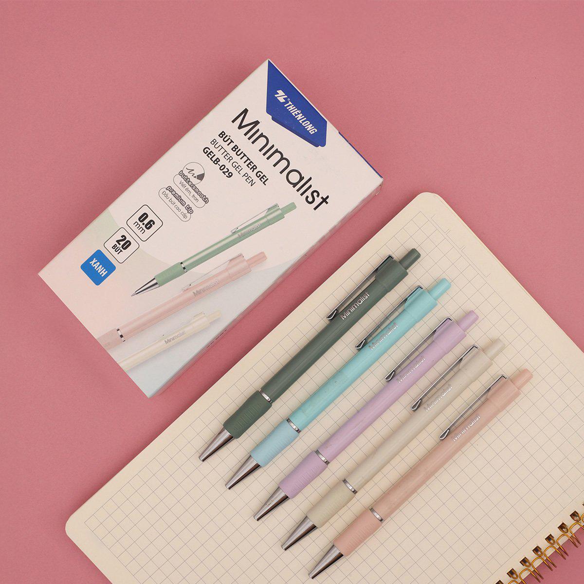 Bút Gel B - Minimalist Butter 0.6 mm - Premium Tip - Thiên Long GELB-029 - Mực Xanh (Màu Thân Bút Giao Ngẫu Nhiên)