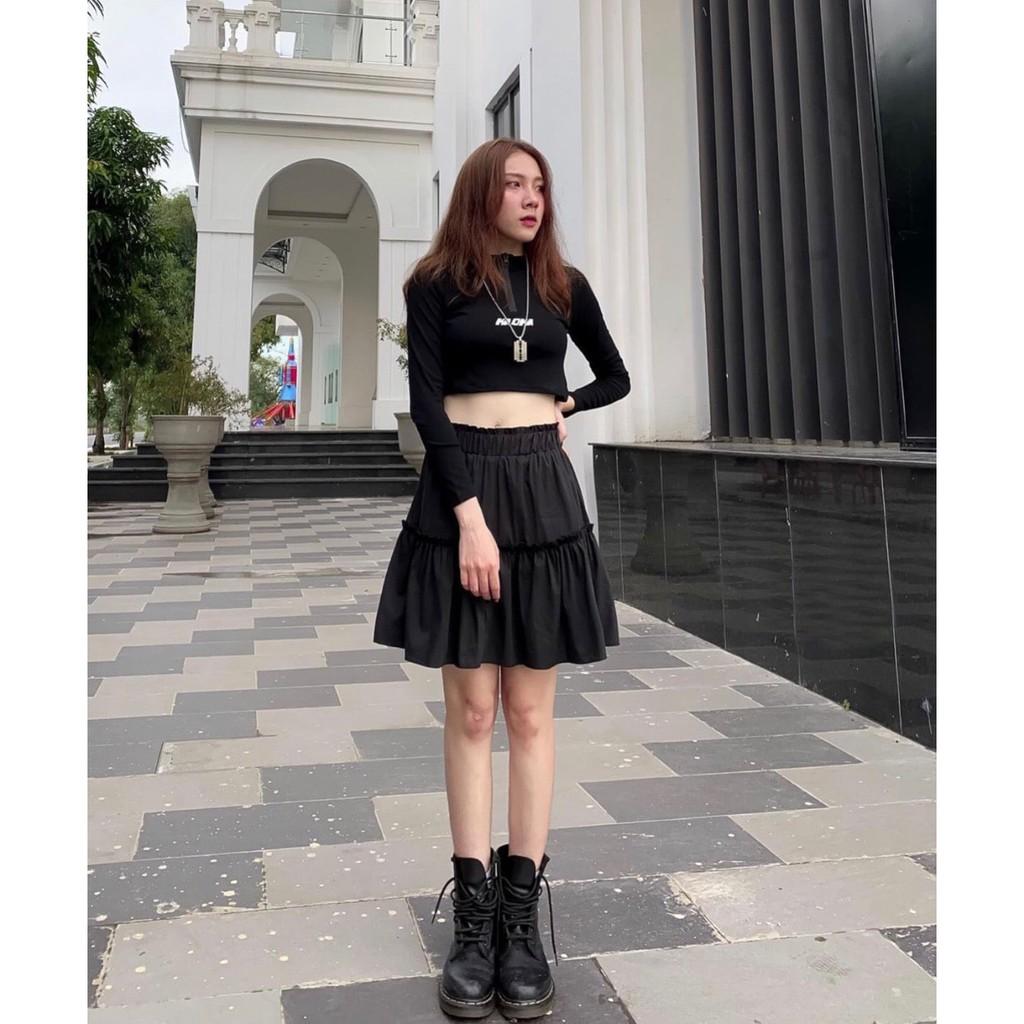 Chân Váy Xòe Ngắn Tầng Kèm Lót Siêu Xinh
