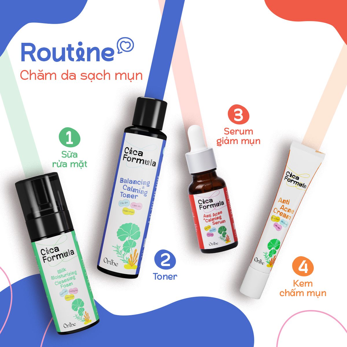 Toner rau má giảm mụn Oribe Cica Formula giúp dưỡng ẩm se khít lỗ chân lông dùng được cho da nhạy cảm 150ml