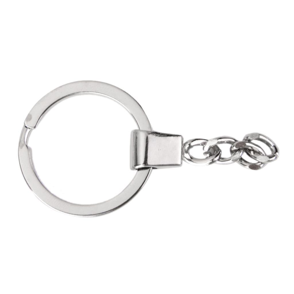 100Pcs Blank Key Rings DIY Keychain Key Holder Split Rings with Chain Silver