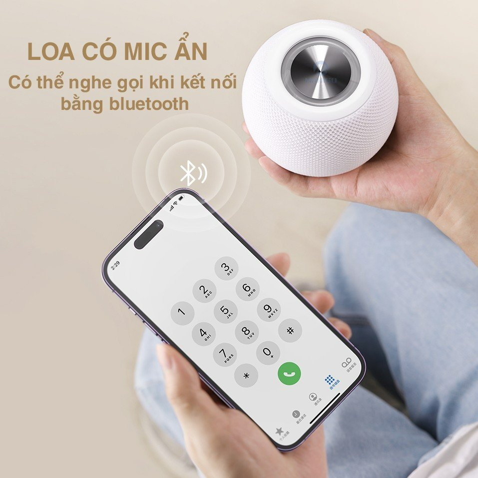 Loa mini bluetooth nghe nhạc không dây Rockspace S55 có micro nghe gọi nhỏ gọn có đầu cắm usb thẻ nhớ Hàng chính hãng