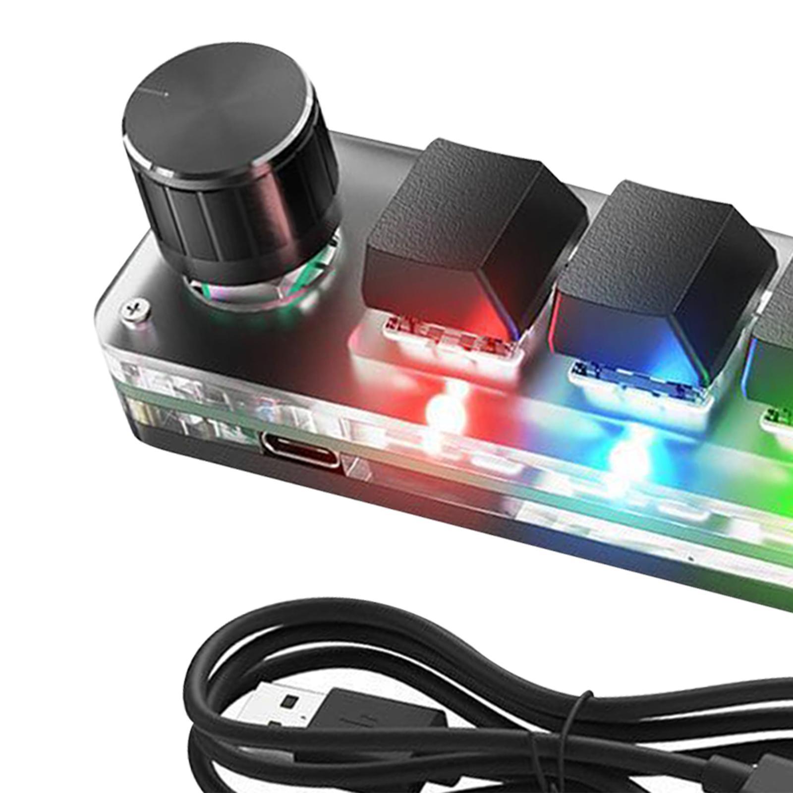 One Handed 3 Key Mechanical Gaming Keyboard Hot Swap with Knob for PC