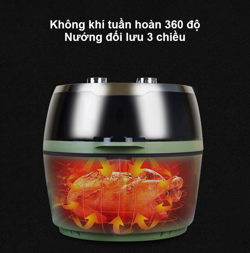 Nồi chiên không dầu dung tích 8L, nồi chiên ko dầu công nghệ hàn quốc, công suất 1500W, thiết kế hiện đại, dễ dàng sử dụng, KB-6001M