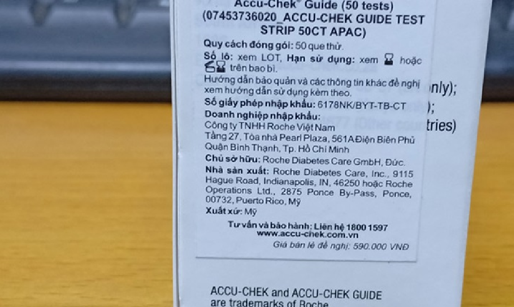 Que thử đường huyết Accu-Chek Guide, NK chính ngạch, SX tại Mỹ, Tem niêm phong và nhãn phụ tiếng việt đầy đủ, Hộp 25