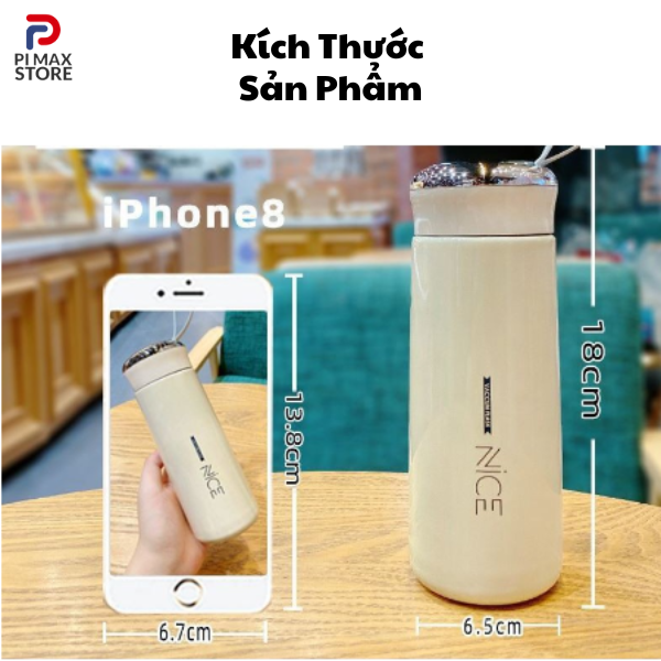 Bình Đựng Nước Lõi Thủy Tinh Bọc Nhựa Nice, Kèm Dây Xách