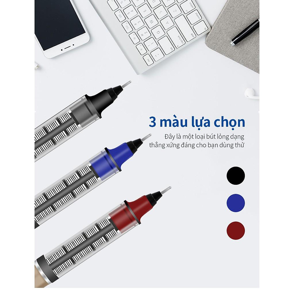 Hộp 12 Cây Bút Ký Tên Mực Nước Baoke Bk111 - 3 Màu Xanhđỏđen