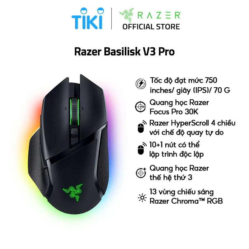 Chuột không dây Razer Basilisk V3 Pro-Ergonomic Wireless Gaming Mouse_RZ01-04620100-R3A1-Hàng Chính Hãng