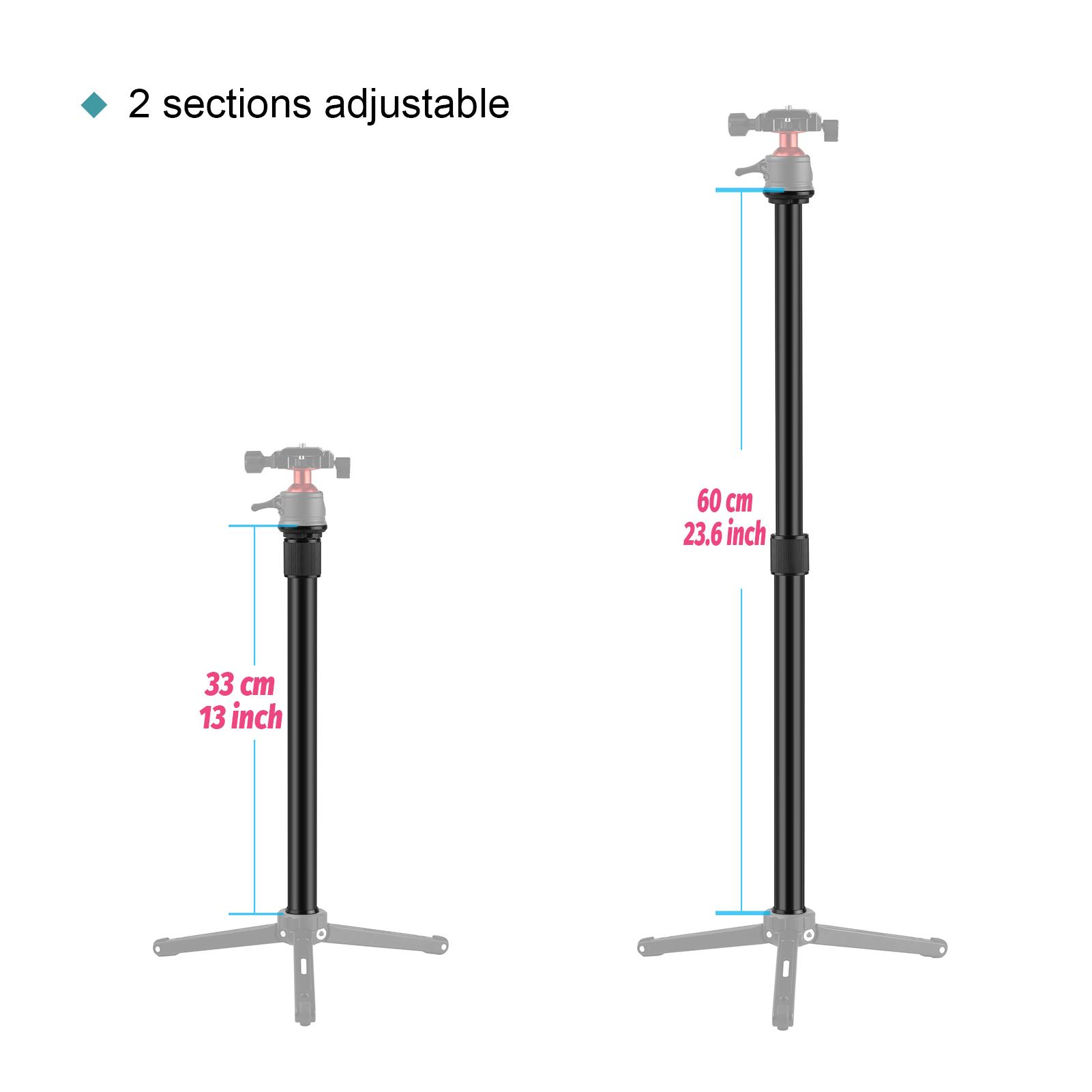Thanh mở rộng chân máy có thể điều chỉnh với vít 1/4 inch Chiều dài có thể điều chỉnh 33 ~ 60cm cho máy ảnh
