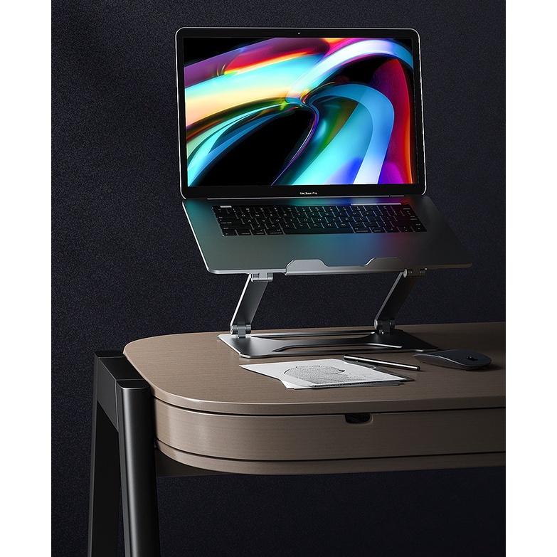 P18 Giá đỡ laptop nhôm tản nhiệt có thể gấp gọn kích thước lớn từ nhôm cao cấp chắc chắn, điều chỉnh độ cao, độ dốc.