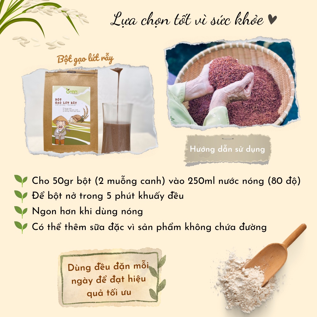 Bột Gạo Lứt Rang Xay Nguyên Chất Tabaha 500g Giúp Ăn Kiêng Giảm Cân