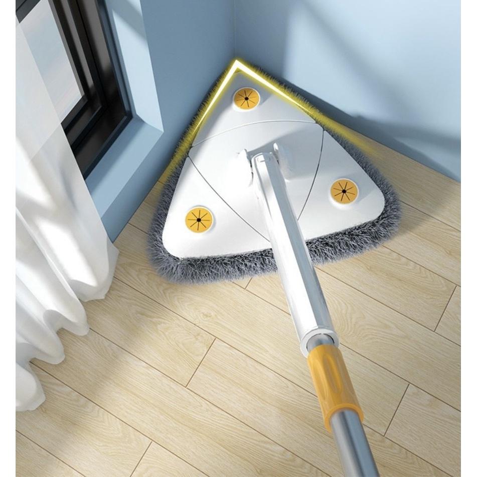Cây Lau Nhà Tam Giác - Cây Lau Kính Lau Trần Xoay 360 Độ Đa Năng Tiện Dụng Tự Vắt - Tặng Kèm Miếng Lau Thay Thế