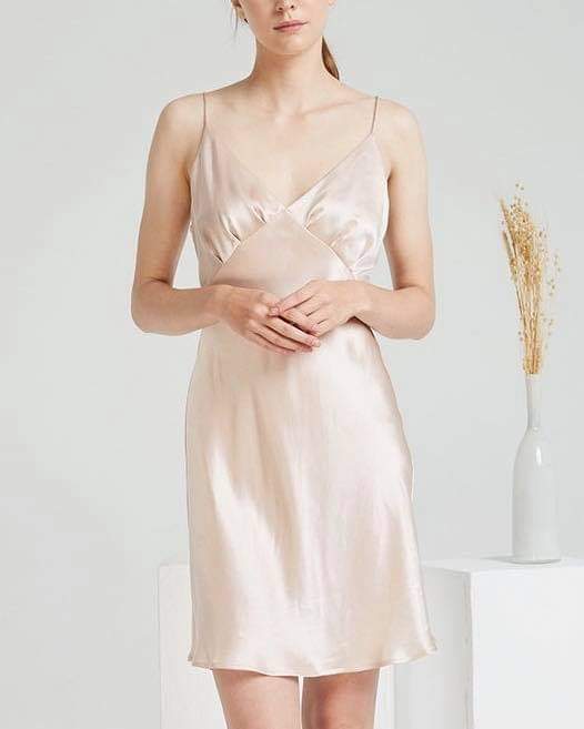 Hantu Sleepwear-Set áo choàng kèm váy ngủ lụa trơn 2 dây có đai thắt