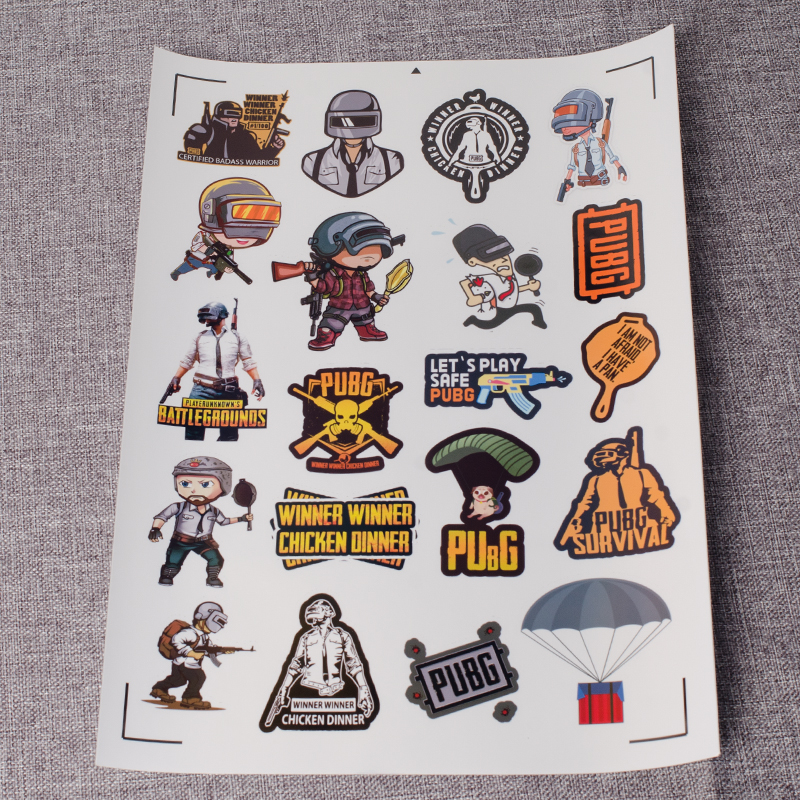 Bộ 60 Sticker Decal Dán Bằng Nhựa - Màu Đẹp Sắc Nét Chống Thấm Nước Phong Cách Chibi - Chủ Đề PUBG