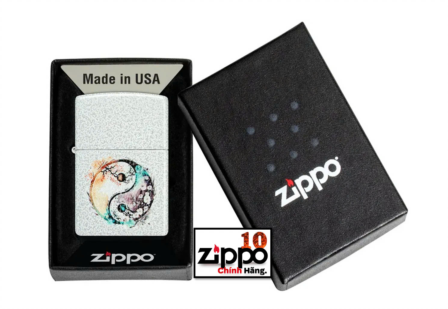 Bật lửa Zippo 46249 Floral Yin and Yang Design - Chính hãng 100%