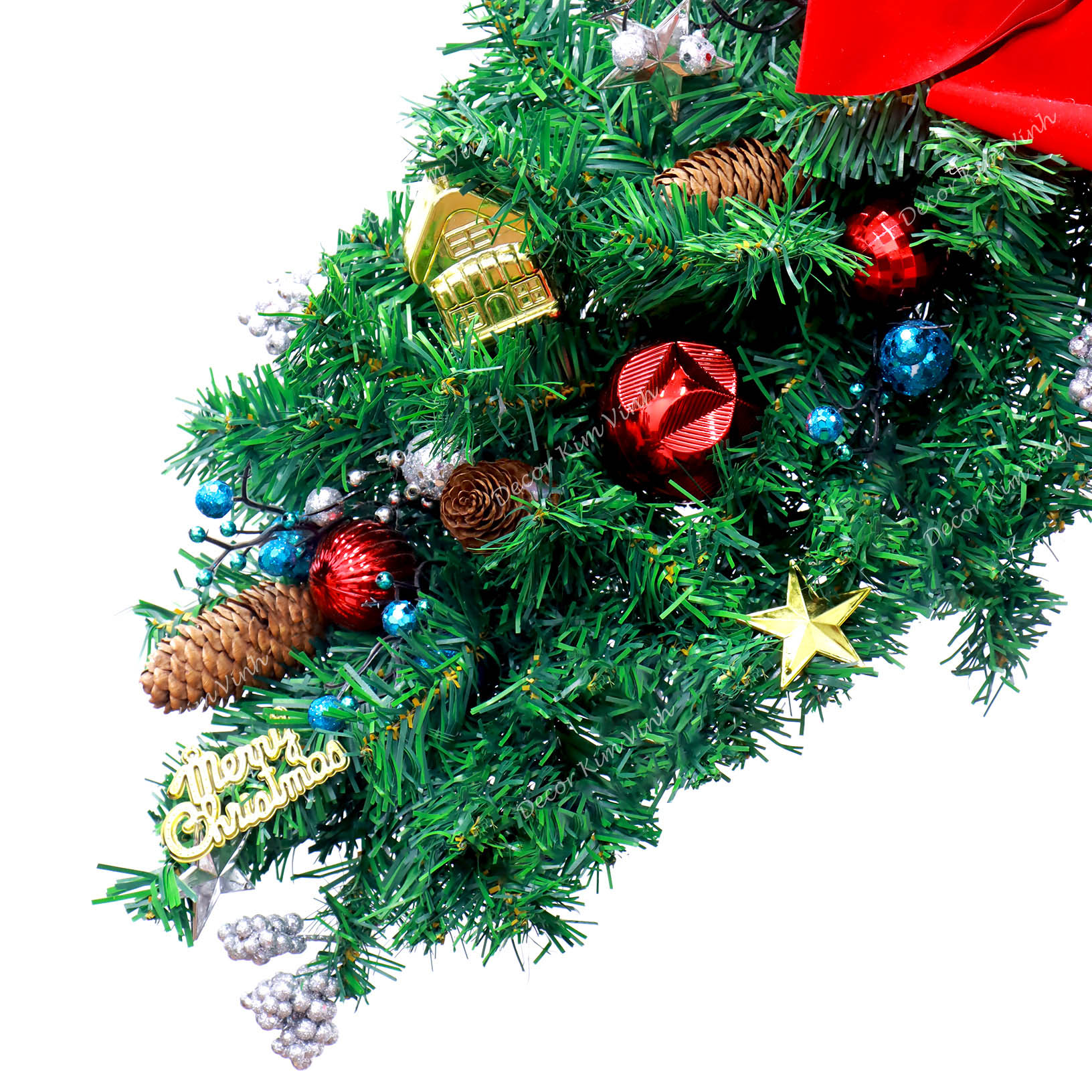 Dây Treo Đối Xứng DX06 Dây Treo Merry Nơ Đỏ Trang Trí Giáng Sinh kèm đèn