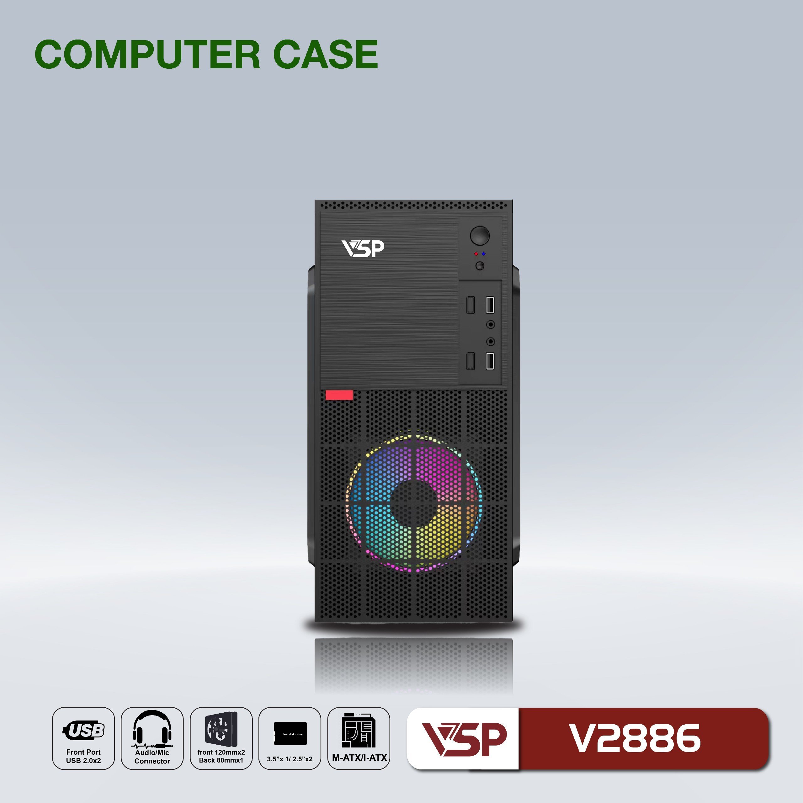 Case VSP V2873- V2876- V2879- V2886 (mATX)  (Case Văn Phòng Chuẩn mATX) - JL - HÀNG CHÍNH HÃNG