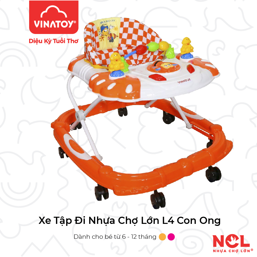 Xe Tập Đi Nhựa Chợ Lớn L4 Con Ong (Không nhạc) - Dành Cho Bé Từ 6 - 12 Tháng - M1554A-XTĐ - Giao màu ngẫu nhiên