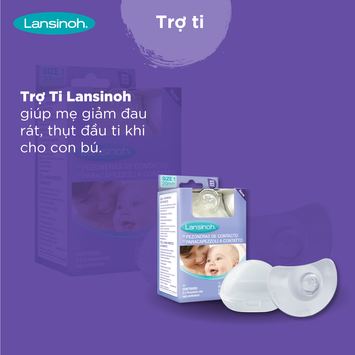 Trợ ti Lansinoh 24mm (2 miếng/hộp) - HSD: 08/2024