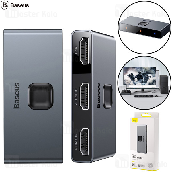Baseus HDMI hai chiều - Bộ chuyển đổi bộ chia HDMI 2x 4K / 30 Hz màu xám - hàng chính hãng