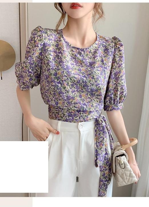 ÁO HOA CROPTOP THẮT NƠ EO XINH XẮN