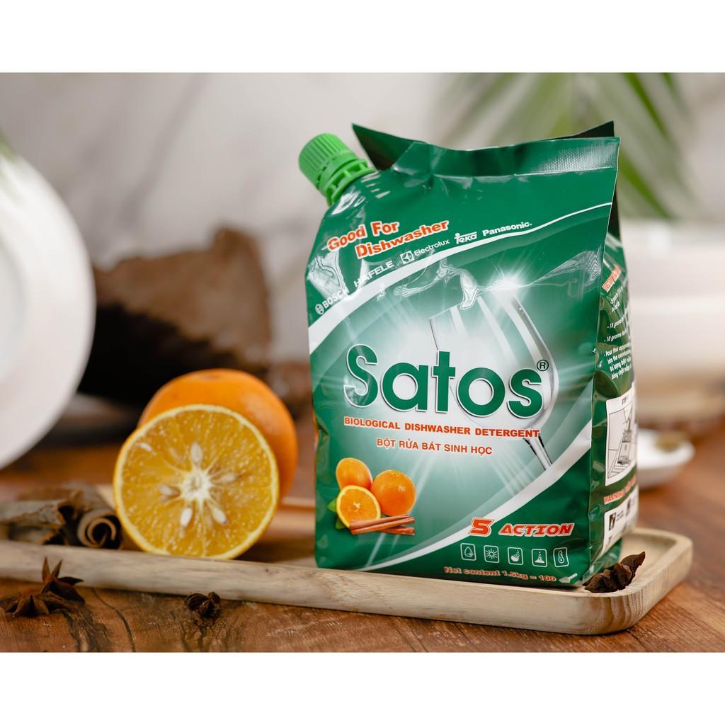 BỘT RỬA BÁT SINH HỌC SATOS - 80g , sạch cho bát, tốt cho sức khỏe. Dành cho các loại máy rửa bát Bosch, Teka, Nhật...