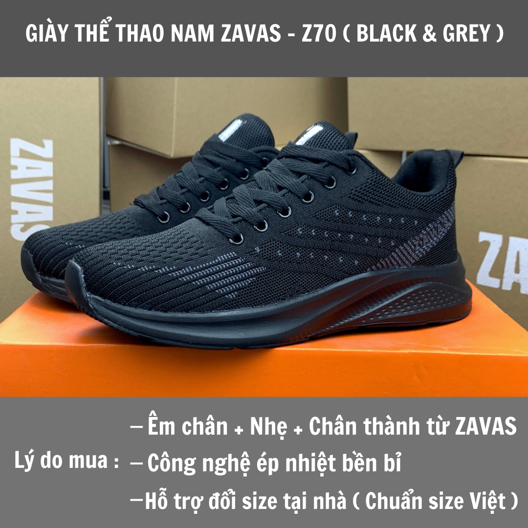 Giày thể thao nam ZAVAS phong cách sneaker êm nhẹ, công nghệ ép nhiệt lưới flynit thoáng khí - Z70