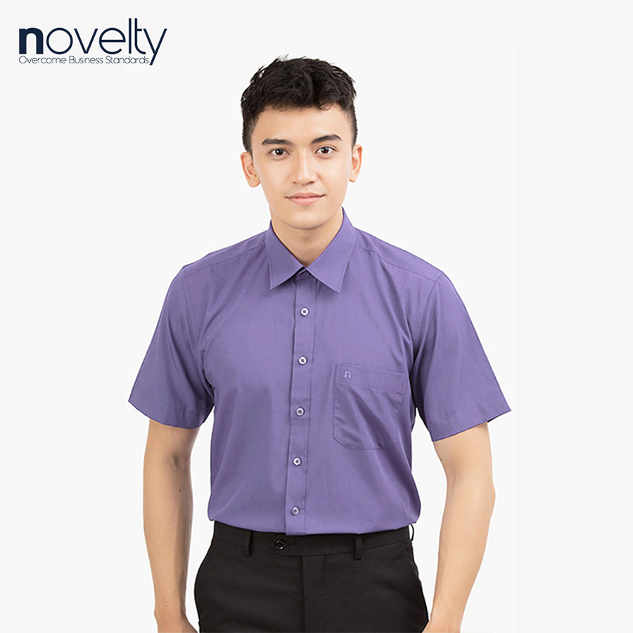 Áo sơ mi nam Slim fit ngắn tay tím nhạt NSMMMTMMMR171426N