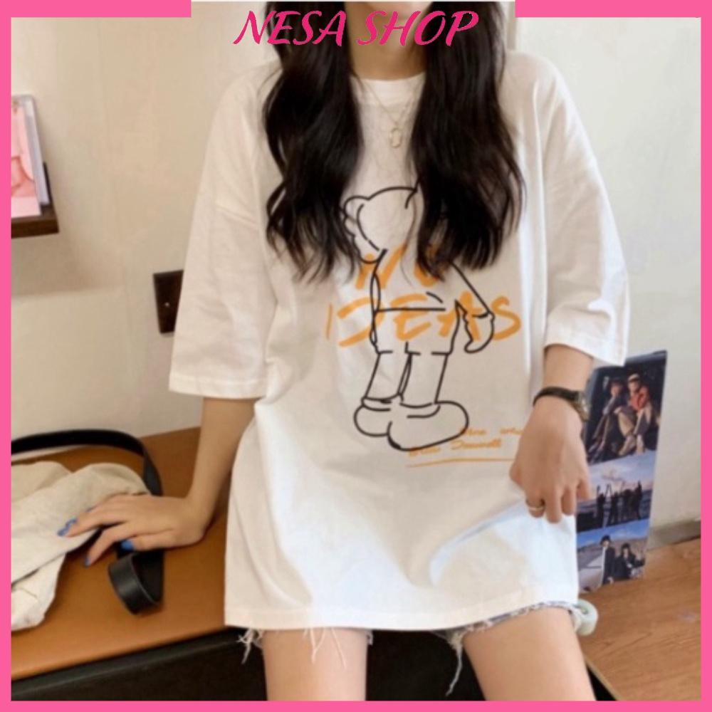 Áo thun unisex nam nữ form rộng tay lỡ NO IDEAS freesize 40-70kg, áo phông nam nữ NeSa Shop