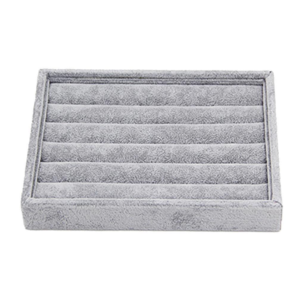 2x Velvet Bangle Display Case Tray Earring Ring Jewelry Box Organizer Grids