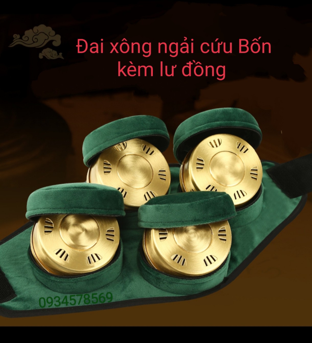 Đai Xông Ngải Cứu 4 kèm Lư Đồng Massage Làm Ấm ( Giảm Đau Xương Khớp Giảm Đau Bụng Thải Độc Tố Lưu Thông Khí Huyết...)