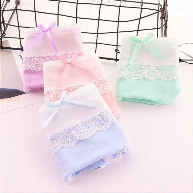 Quần Lót Nữ Cotton Kháng Khuẩn Viền Ren Ngang Eo Thời Trang Hàng Loại Đẹp.