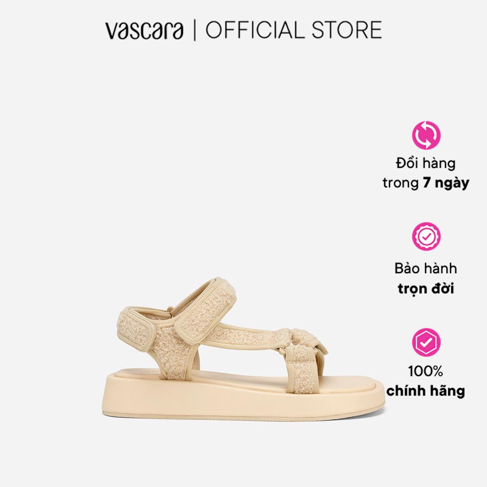 Vascara Sandal Đế Bánh Mì Phối Vải Lông - SDK 0329