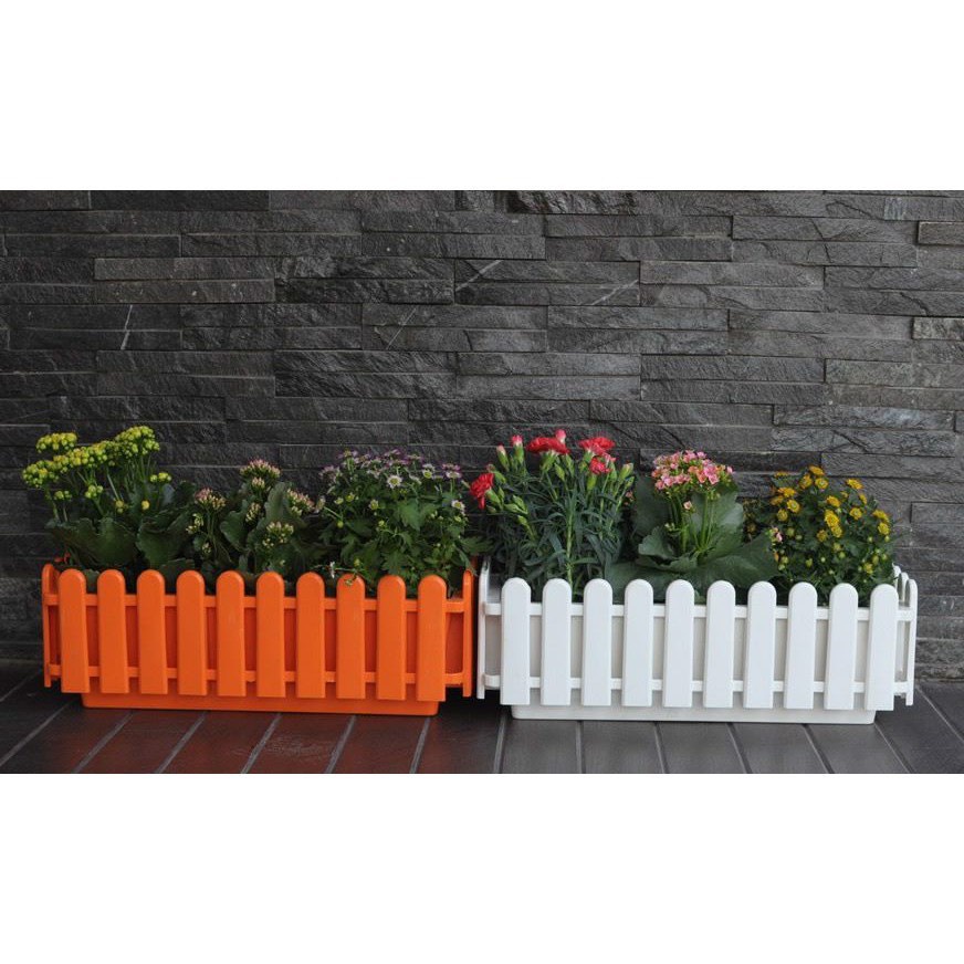 Chậu hàng rào size to 45x20x15cm, hàng Loại 1 dày, bóng đẹp nhiều màu, Chậu Nhựa Composite Trồng Hoa