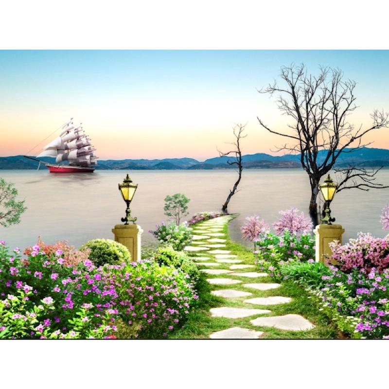 Tranh phong cảnh dán tường 3d. tranh in vải lụa KT 120x80 cm. in kích thước theo yêu cầu zalo 0972644807