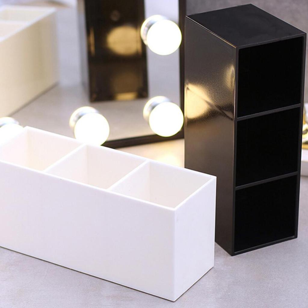 3x Table Acrylic Makeup Nail Art Brush Pen Holder 3 Dividers Lipstick Case Box