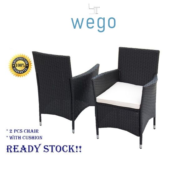 WEGO 2 ghế ngoài trời / Ghế ban công/ Ghế hồ bơi/ Ghế sân vườn // 2 Pcs Outdoor Furniture Rattan Chair for Outdoor Chair Garden Chair Balcony 2 Seater