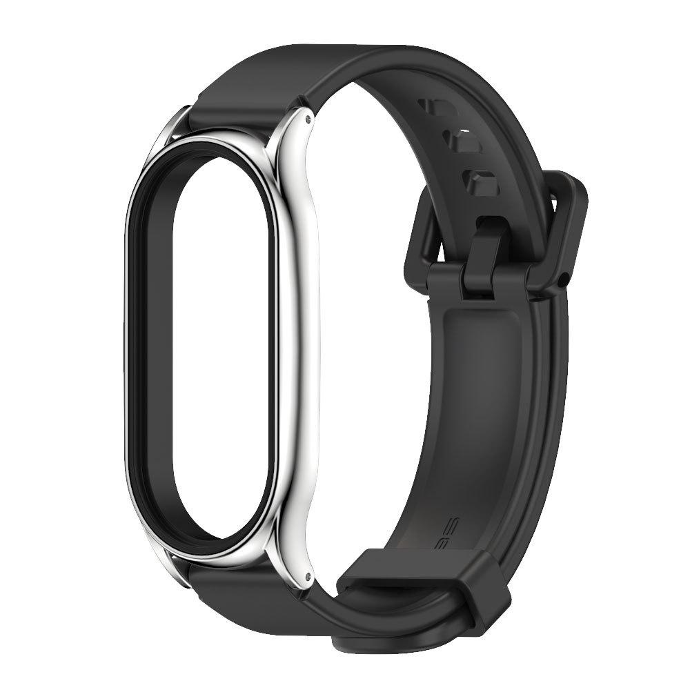 Dây Đeo Cao Su Cho Mi Band 7/6/5/4/3 Mặt Kim Loại MJOBS Cao Cấp, Khung Chất Liệu Thép Không Gỉ