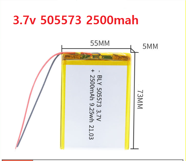 Pin sạc 3.7v Lithium LiPo 1s 505573 2500mah Cho tai nghe,loa Mp3 MP4 MP5 GPS PSP Bluetooth