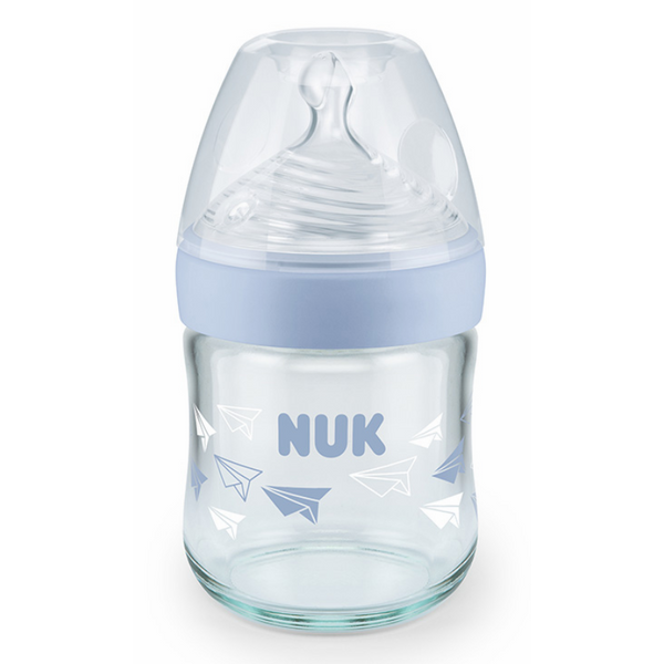 Bình Sữa Thủy Tinh 120ml Nature Sense Núm Ti Silicone S1 Nuk NU21501 (Size M) - Màu Ngẫu Nhiên