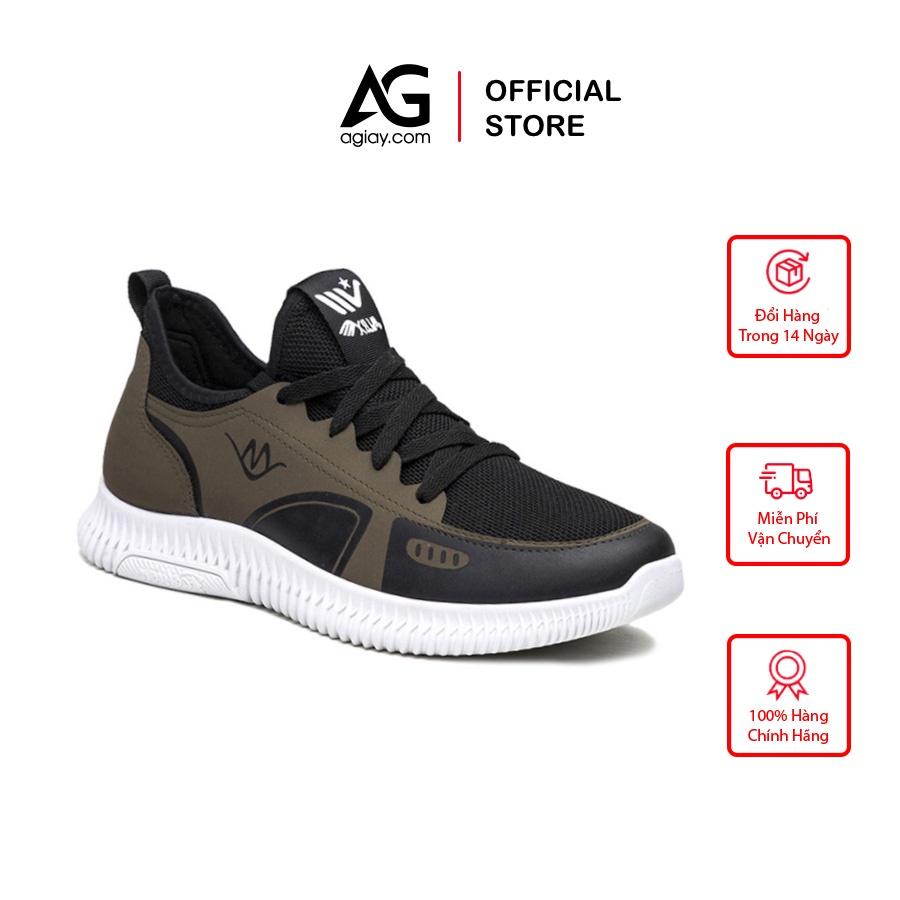 Giày Thể Thao Nam, Sneaker Da Phối Lưới Siêu Nhẹ, Đế Cao Su Non Siêu Mềm, Êm Chân BN0135