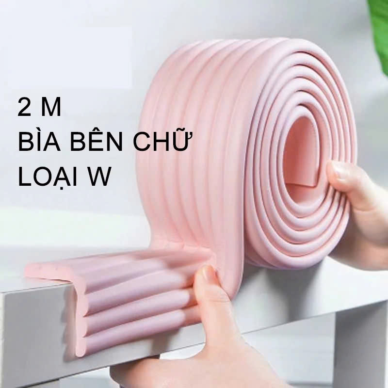 Cuộn xốp bọc cạnh bàn bịt góc chữ W bảo vệ chống sốc chống va chạm êm dày DÀI 2 MÉT Bọc Cạnh Bàn Ghế Giường Tủ Bảo Vệ Trẻ Em Dây Bọt Biển Tránh Va Đập Góc Cạnh Sắt Kèm Băng Dán - Hàng Loại 1- Chính Hãng KHÓA BẢO VỆ CÁC LOẠI