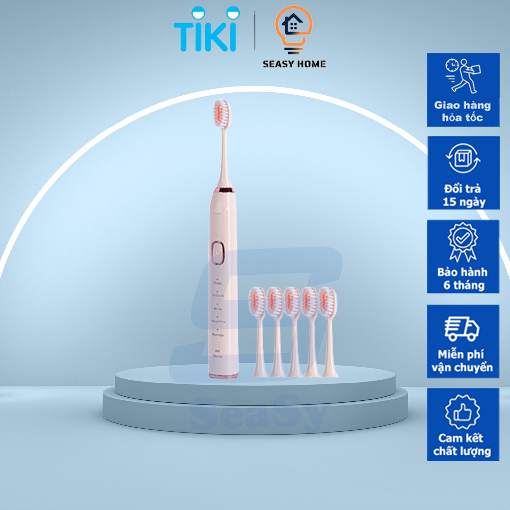Bàn chải đánh răng điện công nghệ siêu âm Enpis SS11 Pro 5 chế độ chải sạch mảng bám, bảo vệ nướu – Hàng Chính Hãng – MÀU HỒNG CÁNH SEN