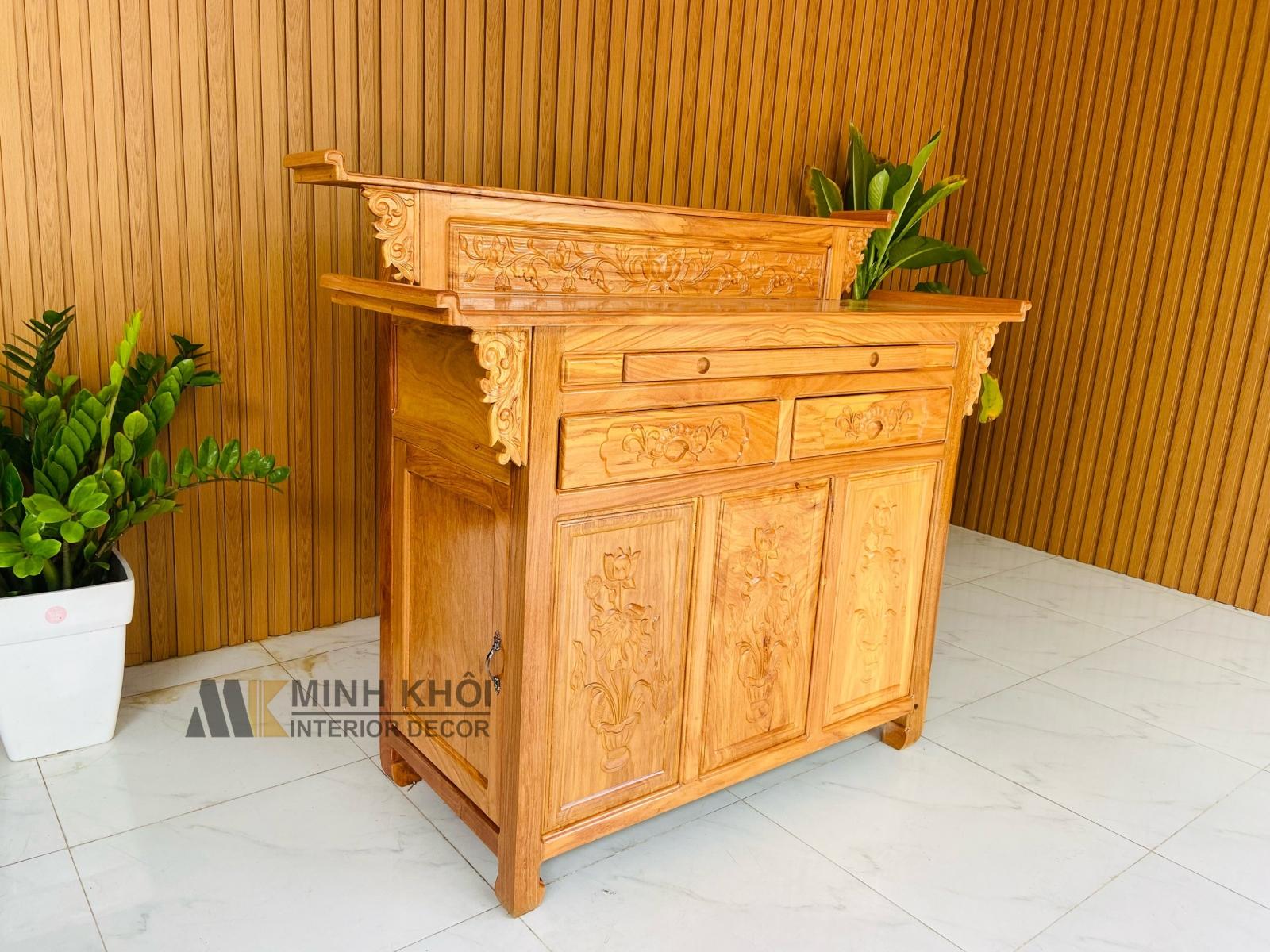 Bàn Thờ Gỗ Gõ Đỏ 2 Tầng, Tủ thờ 2 tầng ,bàn thờ gia tiên gỗ gõ cao cấp