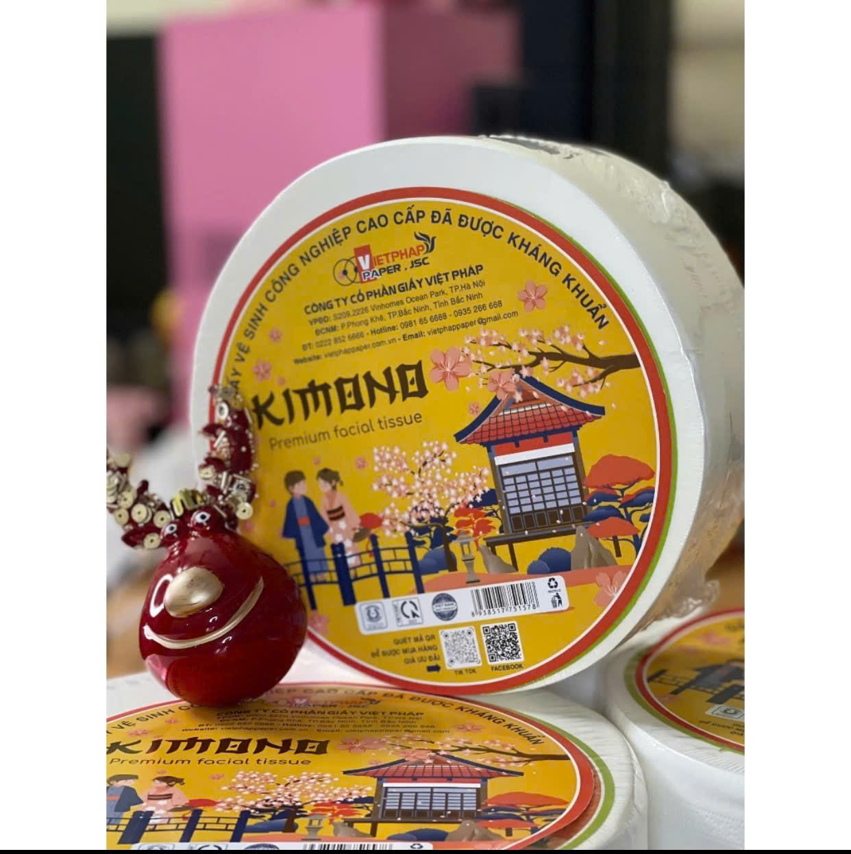 ( COMBO 5 Cuộn) Giấy Vệ Sinh Công Nghiệp KIMONO 500gr Cuộn Lớn 3 Lớp Siêu Tiết Kiệm Mềm Mịn Dai Thấm Hút